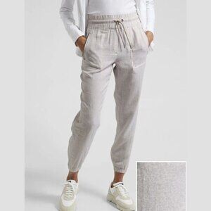 Athleta Cabo Linen Jogger Pants | micro cheetah pattern | Size 14